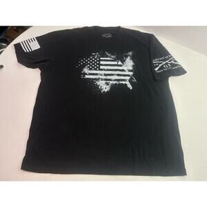 Grunt Style Men’s XXL T-Shirt Black Distressed American Flag Patriotic Tee